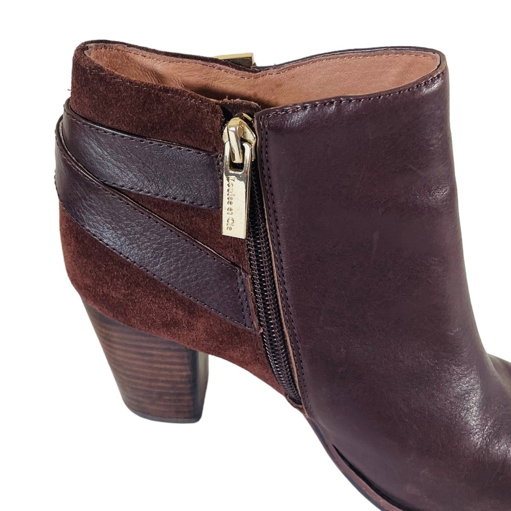 Louise et Cie “Vasca” Leather Suede Buckle Detail Block Heel Bootie Size 7M - Picture 7 of 13